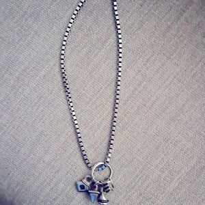 Lisa Jenks sterling silver box chain with 4 sterling silver charms.